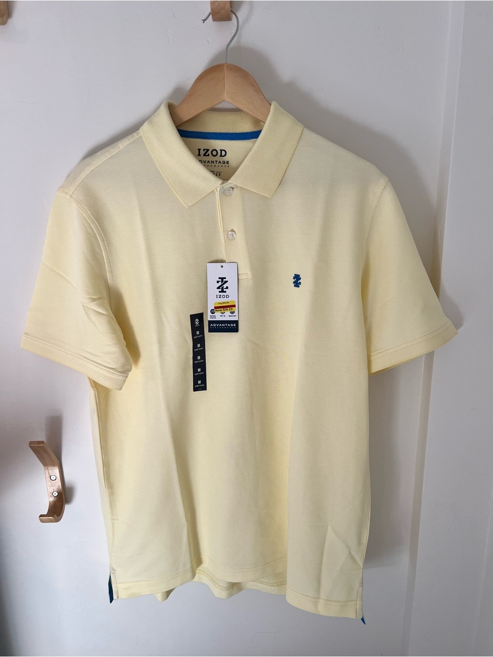 Izod Men’s Pale Yellow Polo with Blue Logo